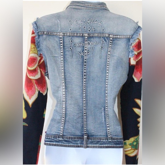 Desigual Denim Jacket with Floral Sleeves - Picture 4 of 4
